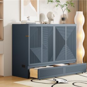 Full Size Murphy Bed with Large Drawer, USB Ports and Outlets