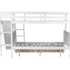 Twin Over Full Bunk Bed With 2 Drawers, Slide, Shelves, and Ladder