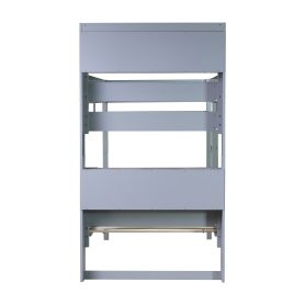 Twin Over Twin Bunk Bed With Shelves Headboard, Safety Guardrails And Ladder