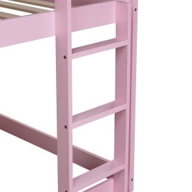 Solid Rubber Wooden Twin over Twin Loft Bed with Ladder