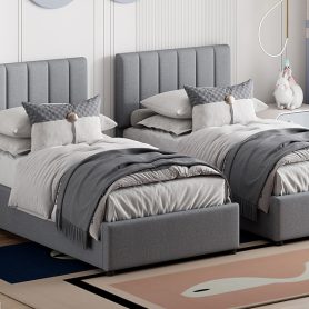 King Size Upholstered Platform Bed with a Hydraulic Storage System
