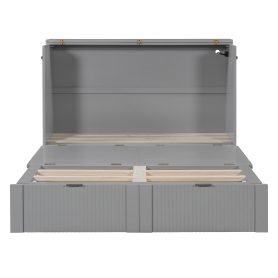 Full Size Murphy Bed with drawer and a set of Sockets & USB Ports, Pulley Structure Design