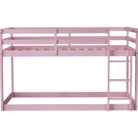 Solid Rubber Wooden Twin over Twin Loft Bed with Ladder