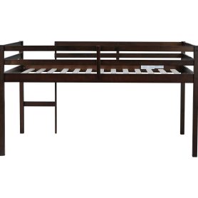 Full Rubber Wood Loft Bed with Ladder