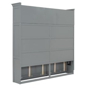 Queen Size Murphy Bed Wall Bed with Top Cabinets & Wine Rack