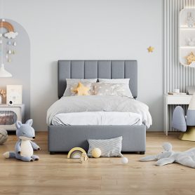 Twin Size Upholstered Platform Bed With A Hydraulic Storage System 36 Twin Size Upholstered Platform Bed With A Hydraulic Storage System