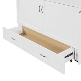Queen Size Murphy Bed with Drawer and a set of Sockets & USB Ports, Pulley Structure Design