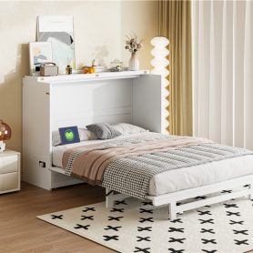 Queen Size Murphy Bed with Large Drawer, USB Ports and Outlets 45 Queen Size Murphy Bed with Large Drawer, USB Ports and Outlets