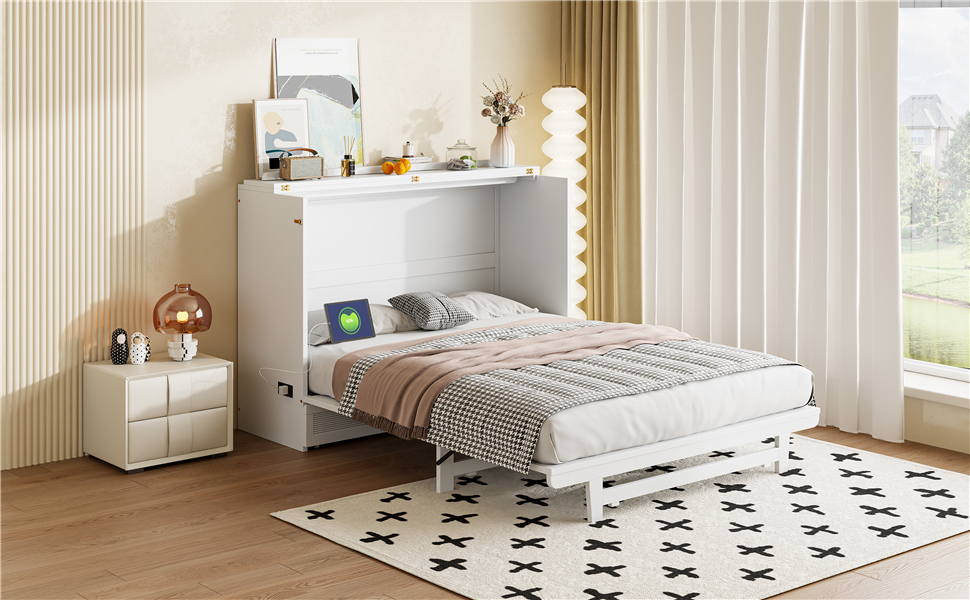 Queen Size Murphy Bed with Large Drawer, USB Ports and Outlets 22 Queen Size Murphy Bed with Large Drawer, USB Ports and Outlets