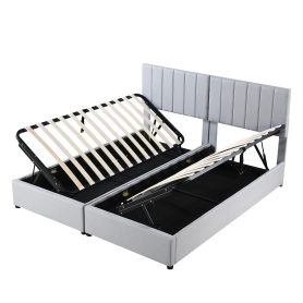 King Size Upholstered Platform Bed with a Hydraulic Storage System
