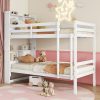 Twin Over Twin Bunk Bed With Shelves Headboard, Safety Guardrails And Ladder