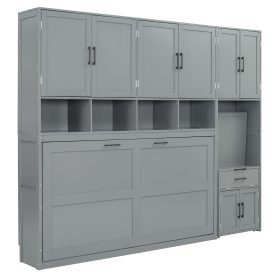 Twin Size Murphy Bed Wall Bed with Closet, Drawers and Desk 45 Twin Size Murphy Bed Wall Bed with Closet, Drawers and Desk