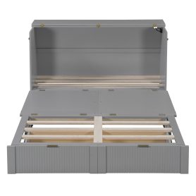 Queen Size Murphy Bed with drawer and a set of Sockets & USB Ports, Pulley Structure Design