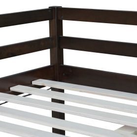 Full Rubber Wood Loft Bed with Ladder