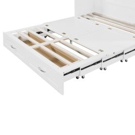 Queen Size Murphy Bed with Drawer and a set of Sockets & USB Ports, Pulley Structure Design