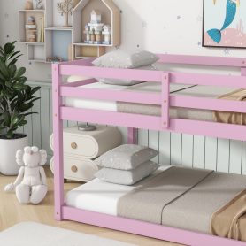Solid Rubber Wooden Twin over Twin Loft Bed with Ladder