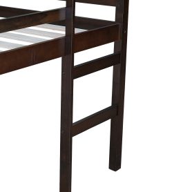 Full Rubber Wood Loft Bed with Ladder