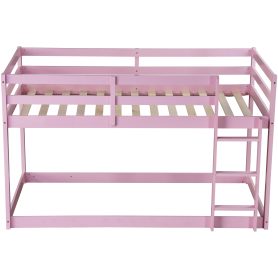 Solid Rubber Wooden Twin over Twin Loft Bed with Ladder