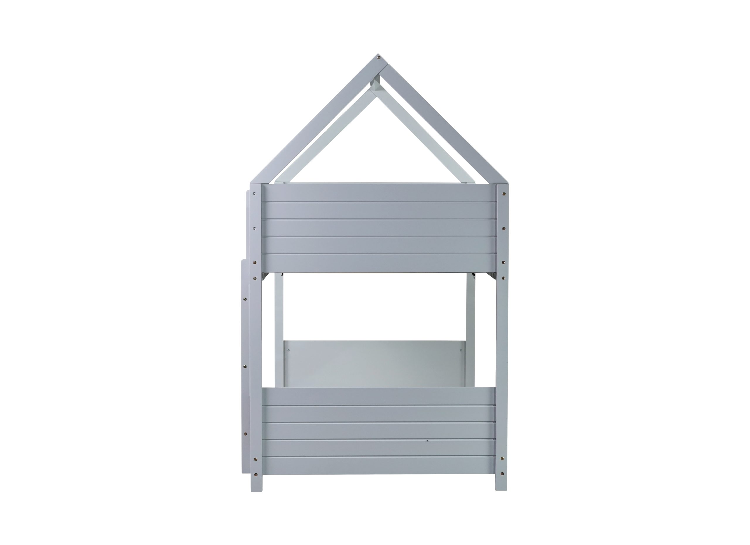 Twin Over Twin House Floor Bunk Bed with Headboards, Footboards and Guardrails 8 Rubber Wood Twin Over Twin House Floor Bunk Bed With Headboards, Footboards, Guardrails And Ladder