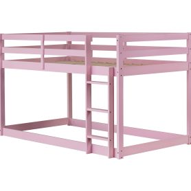 Solid Rubber Wooden Twin over Twin Loft Bed with Ladder