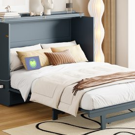 Full Size Murphy Bed with Large Drawer, USB Ports and Outlets