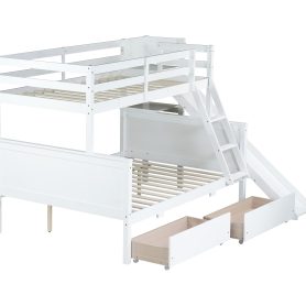 Twin Over Full Bunk Bed With 2 Drawers, Slide, Shelves, and Ladder