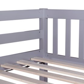 Full Over Full Rubber Wood Bunk Bed With 2 Drawers, Ladder And Safety Guardrails