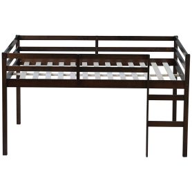 Full Rubber Wood Loft Bed with Ladder