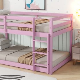 Solid Rubber Wooden Twin over Twin Loft Bed with Ladder