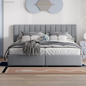 King Size Upholstered Platform Bed with a Hydraulic Storage System