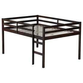 Full Rubber Wood Loft Bed with Ladder