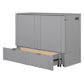 Full Size Murphy Bed with drawer and a set of Sockets & USB Ports, Pulley Structure Design