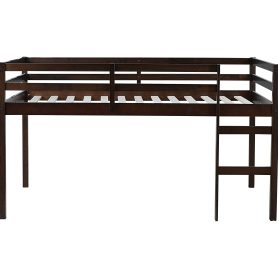 Full Rubber Wood Loft Bed with Ladder