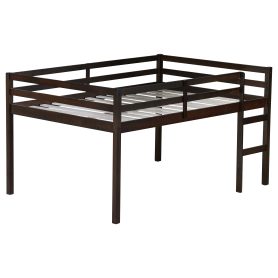 Full Rubber Wood Loft Bed with Ladder