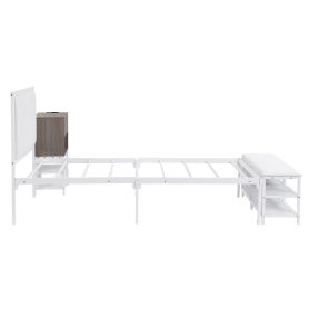 Twin Size Metal Platform Bed With Two-tier Storage Shelves and Storage Cabinet 20 Twin Size Metal Platform Bed With Two-tier Storage Shelves and Storage Cabinet