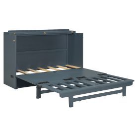 Full Size Murphy Bed with Large Drawer, USB Ports and Outlets