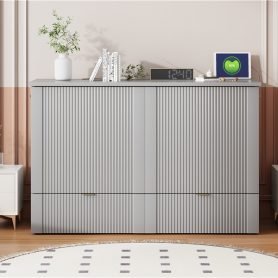 Full Size Murphy Bed with drawer and a set of Sockets & USB Ports, Pulley Structure Design