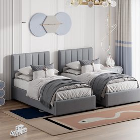 King Size Upholstered Platform Bed with a Hydraulic Storage System