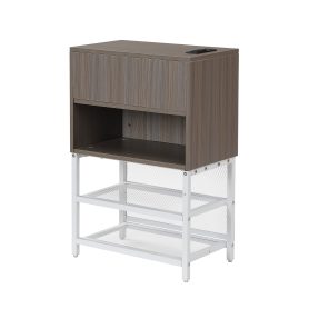 Twin Size Metal Platform Bed With Two-tier Storage Shelves and Storage Cabinet 23 Twin Size Metal Platform Bed With Two-tier Storage Shelves and Storage Cabinet