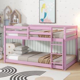 Solid Rubber Wooden Twin over Twin Loft Bed with Ladder