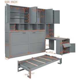 Twin Size Murphy Bed Wall Bed with Closet, Drawers and Desk 33 Twin Size Murphy Bed Wall Bed with Closet, Drawers and Desk
