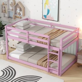 Solid Rubber Wooden Twin over Twin Loft Bed with Ladder