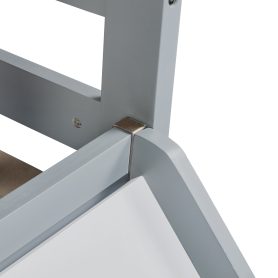 Twin Over Twin Floor Bunk Bed With Slide, Ladder, Door and Safety Guardrails