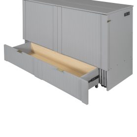 Queen Size Murphy Bed with drawer and a set of Sockets & USB Ports, Pulley Structure Design