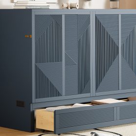 Full Size Murphy Bed with Large Drawer, USB Ports and Outlets