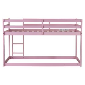 Solid Rubber Wooden Twin over Twin Loft Bed with Ladder