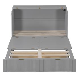 Full Size Murphy Bed with drawer and a set of Sockets & USB Ports, Pulley Structure Design