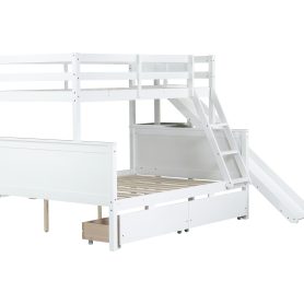 Twin Over Full Bunk Bed With 2 Drawers, Slide, Shelves, and Ladder