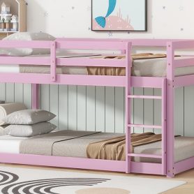 Solid Rubber Wooden Twin over Twin Loft Bed with Ladder