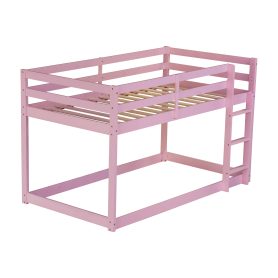 Solid Rubber Wooden Twin over Twin Loft Bed with Ladder